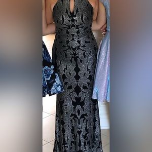 Betsy & Adam glitter-print gown